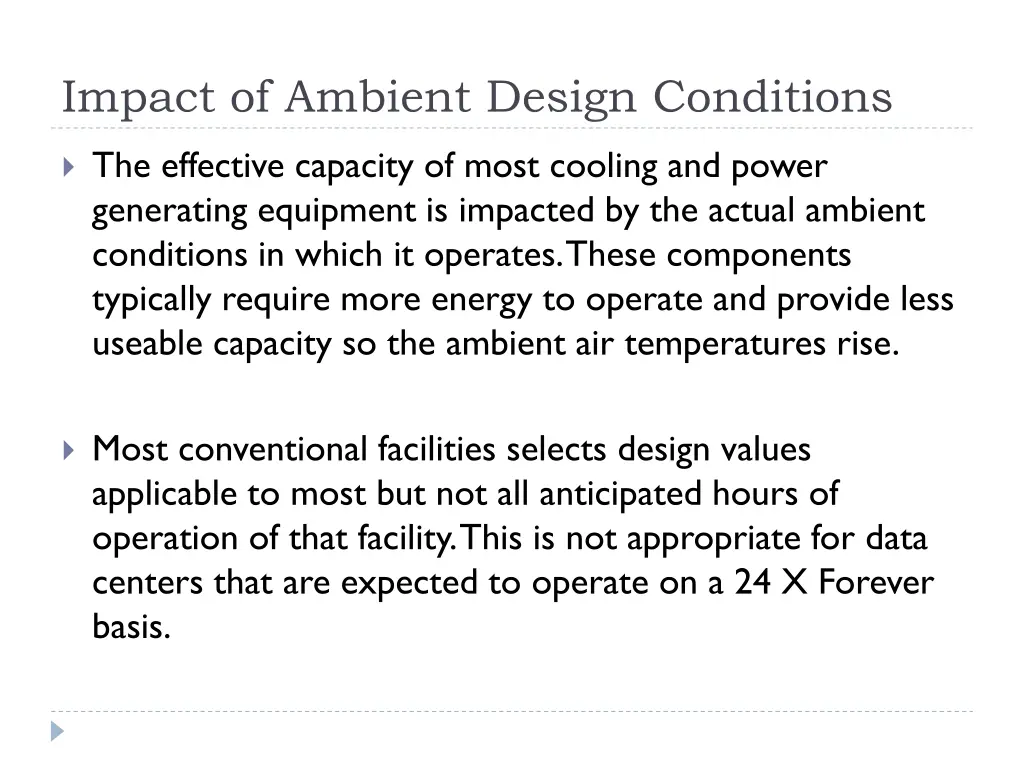 impact of ambient design conditions