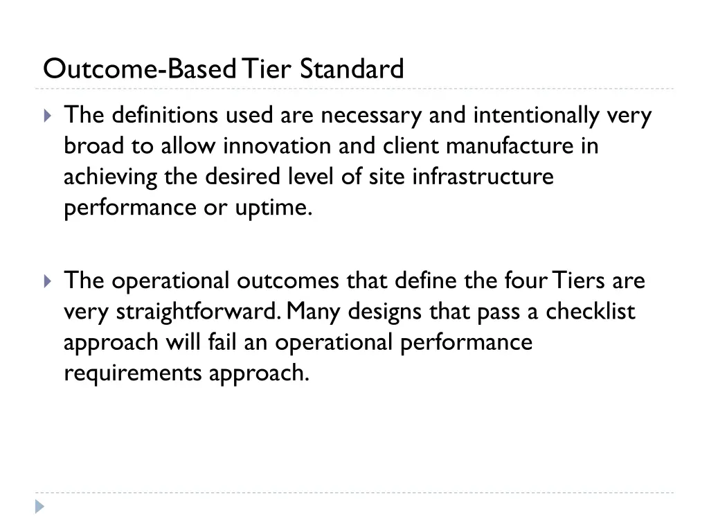 outcome based tier standard