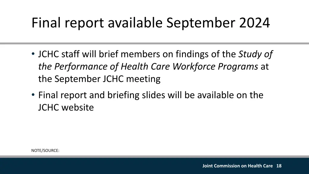 final report available september 2024