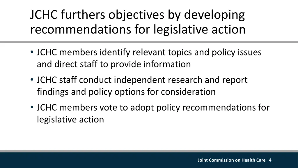 jchc furthers objectives by developing