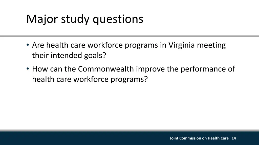 major study questions
