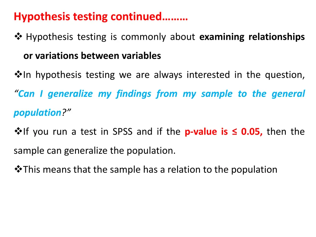 hypothesis testing continued