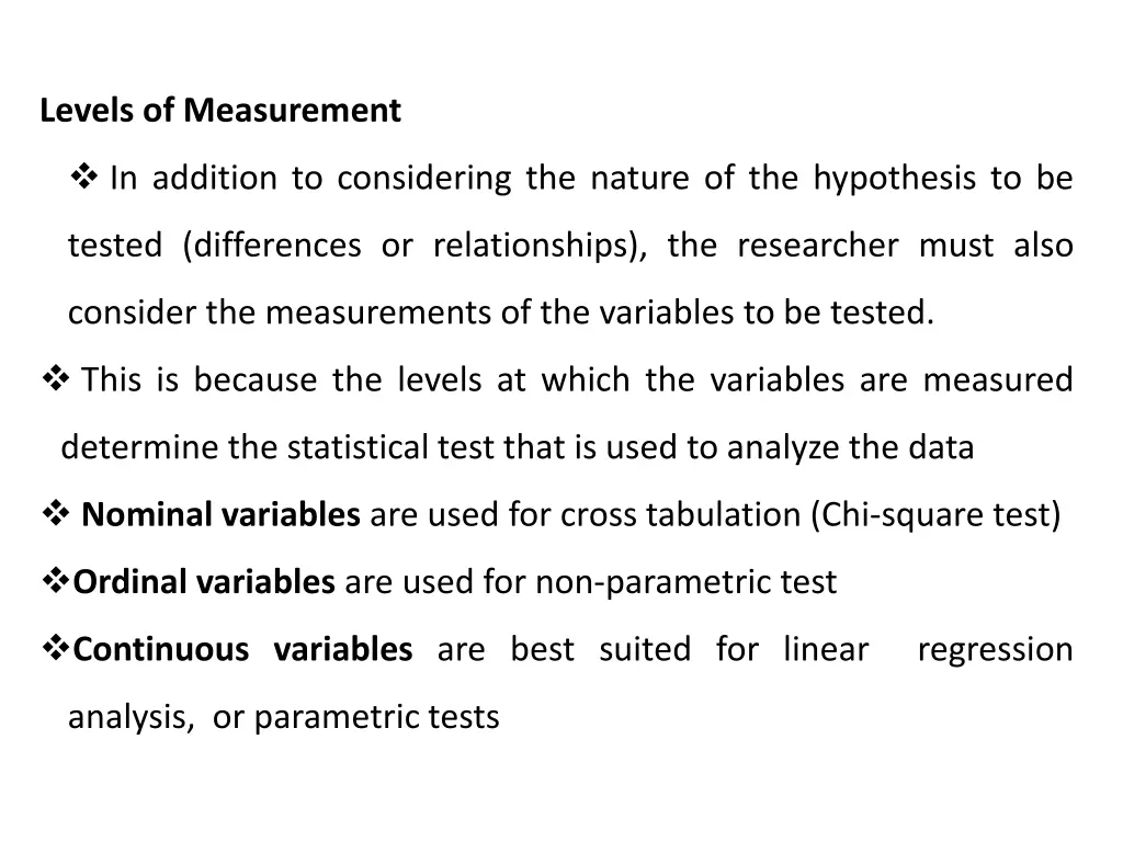 levels of measurement