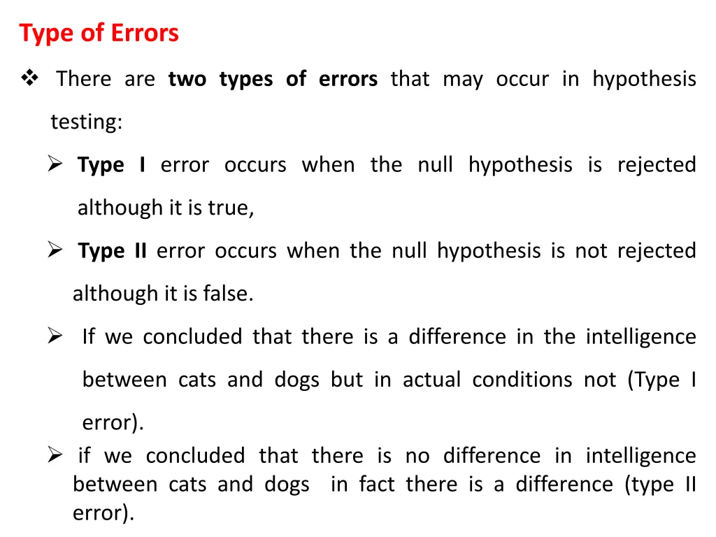 type of errors