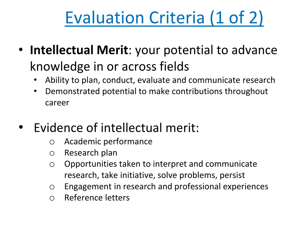 evaluation criteria 1 of 2
