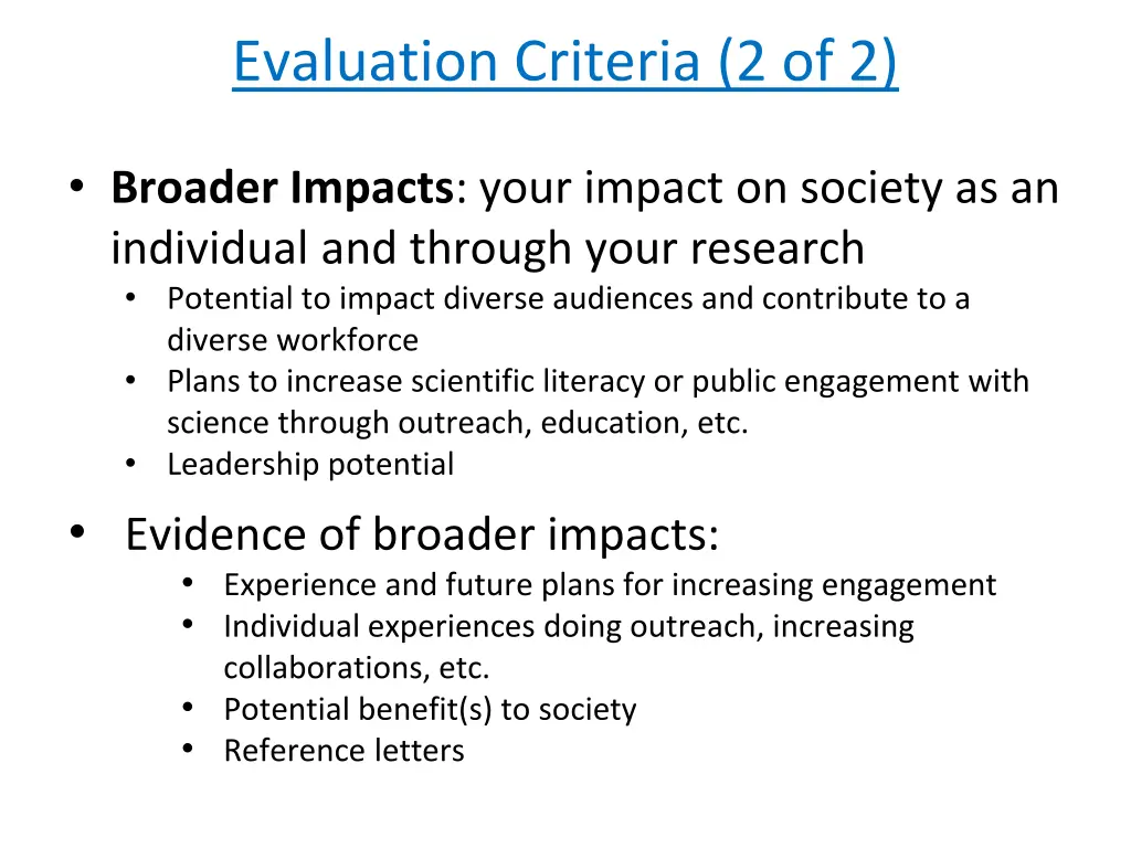 evaluation criteria 2 of 2