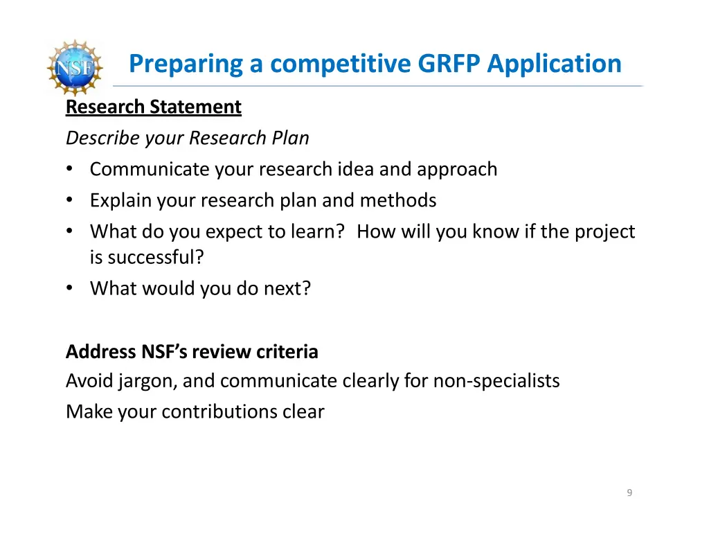 preparing a competitive grfp application 1