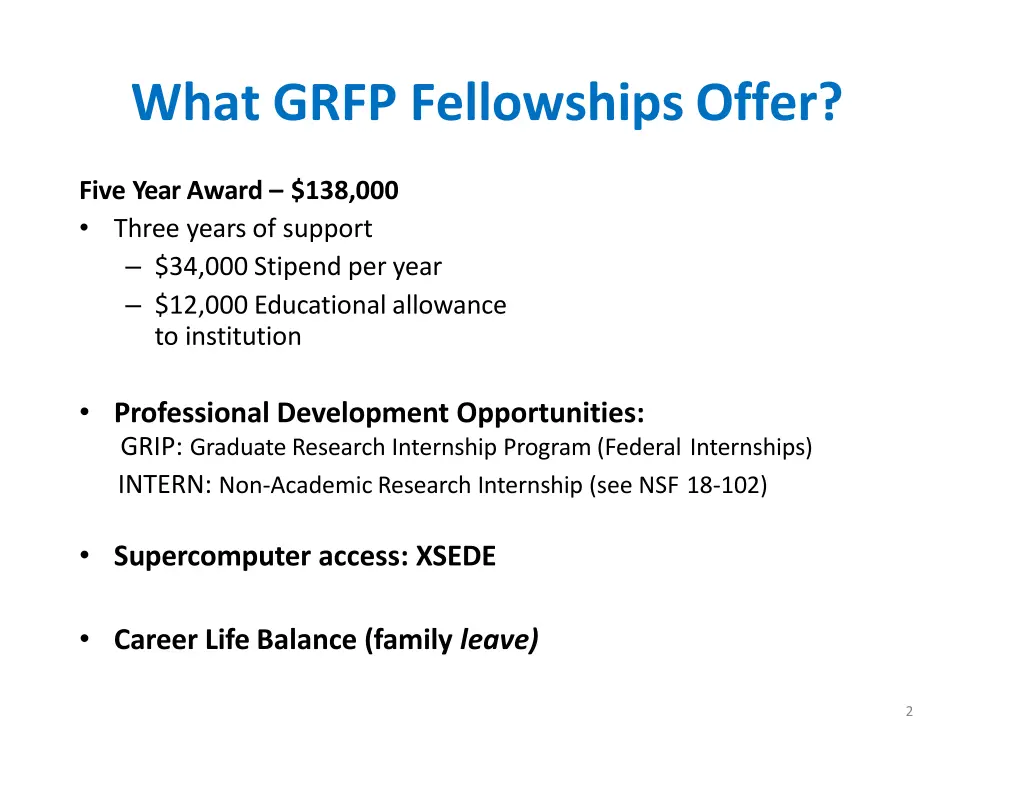 what grfp fellowshipsoffer