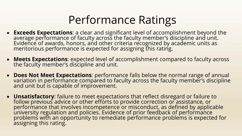 performance ratings
