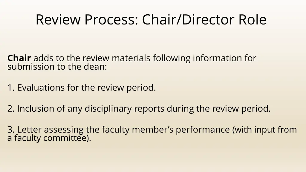 review process chair director role
