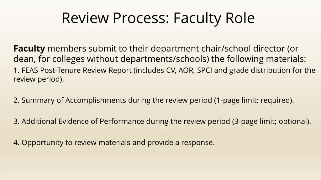review process faculty role