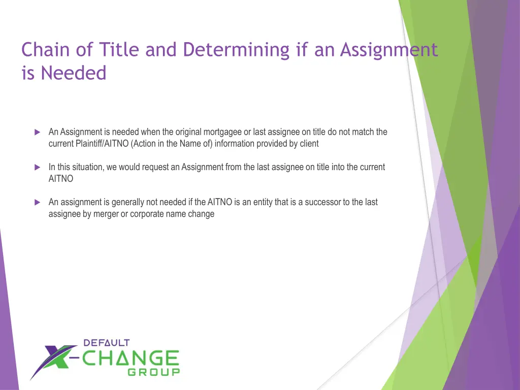 chain of title and determining if an assignment