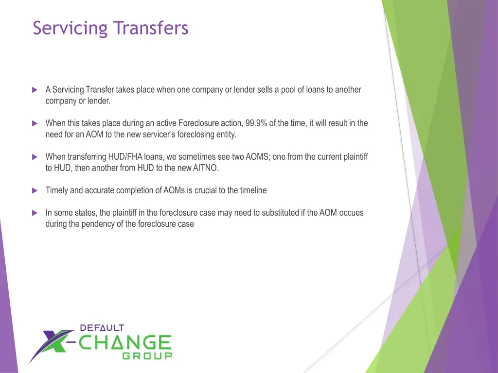 servicing transfers