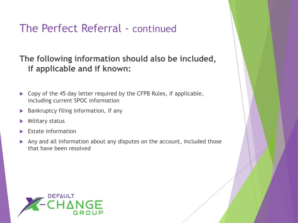 the perfect referral continued