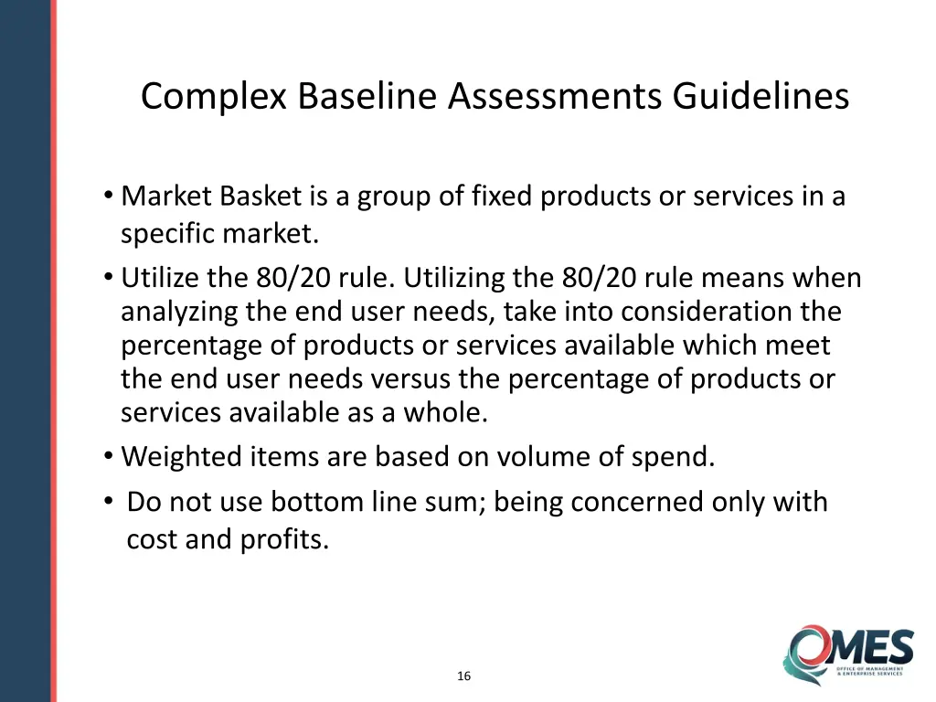 complex baseline assessments guidelines