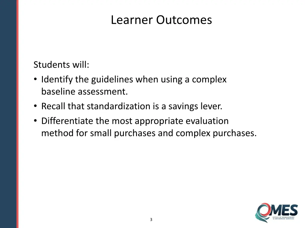 learner outcomes