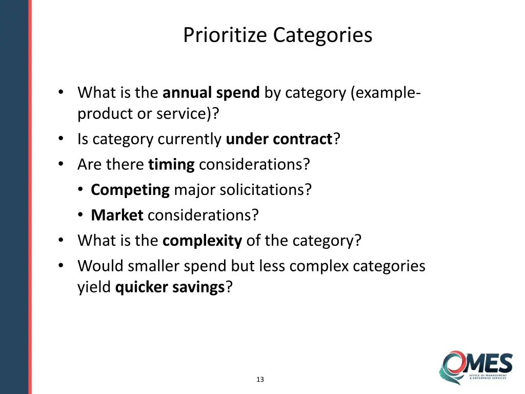 prioritize categories