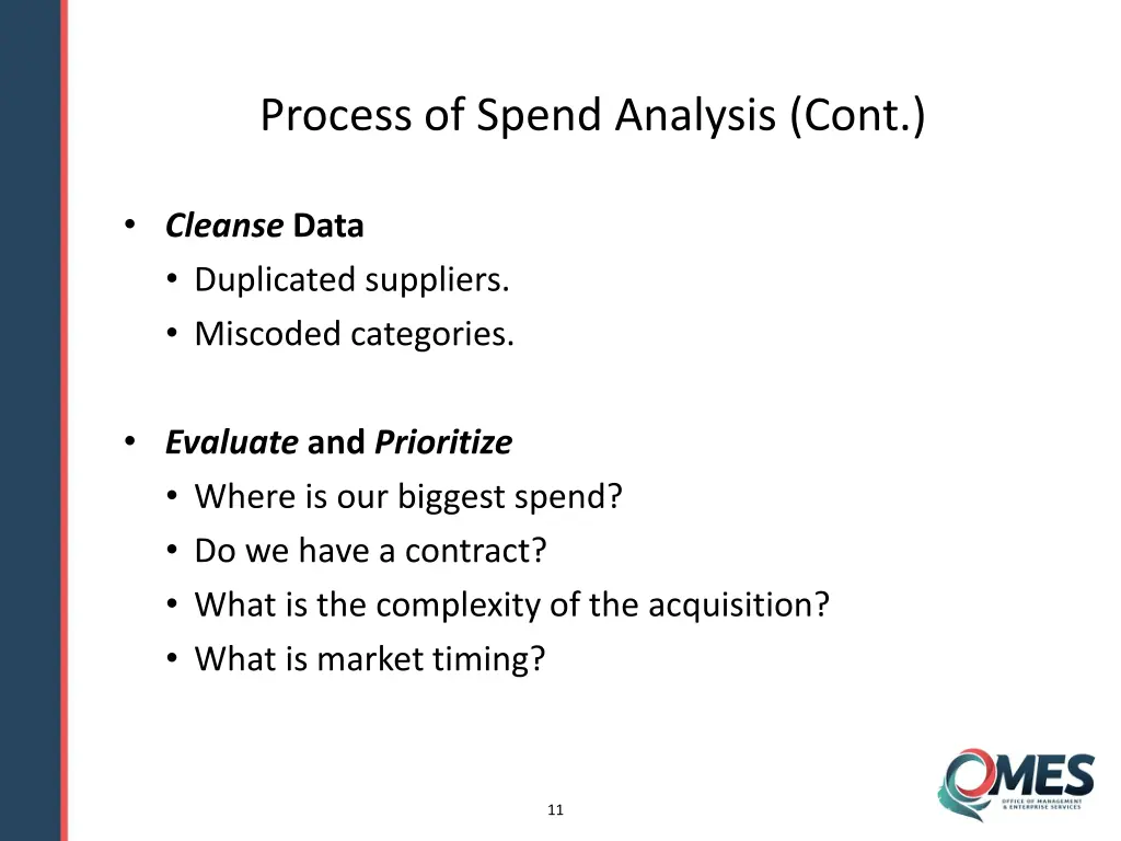 process of spend analysis cont