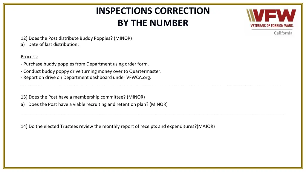 inspections correction by the number 7