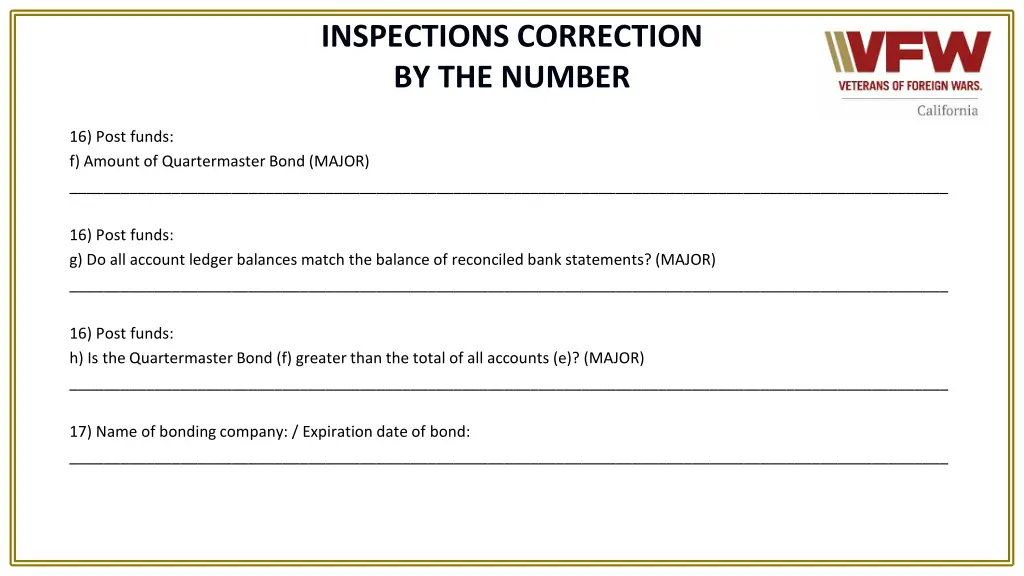inspections correction by the number 9