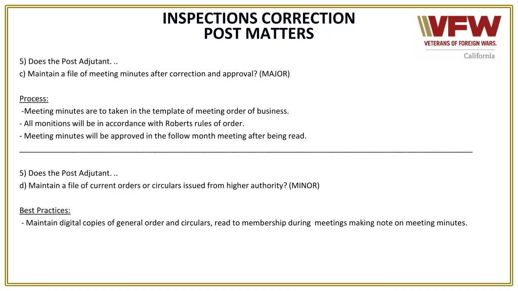 inspections correction