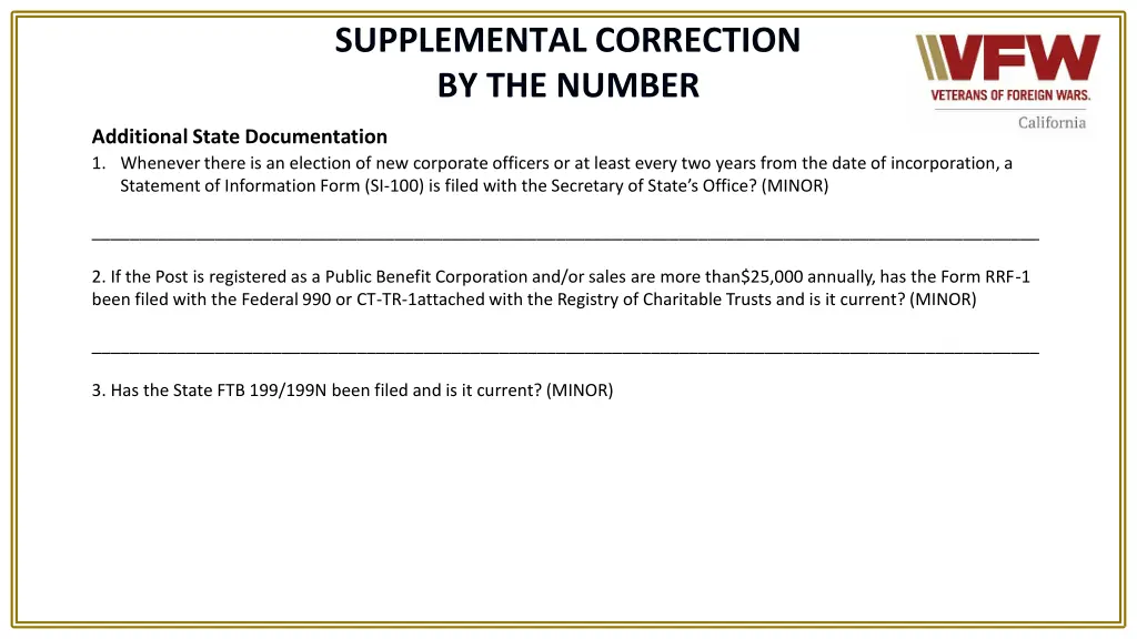 supplemental correction by the number