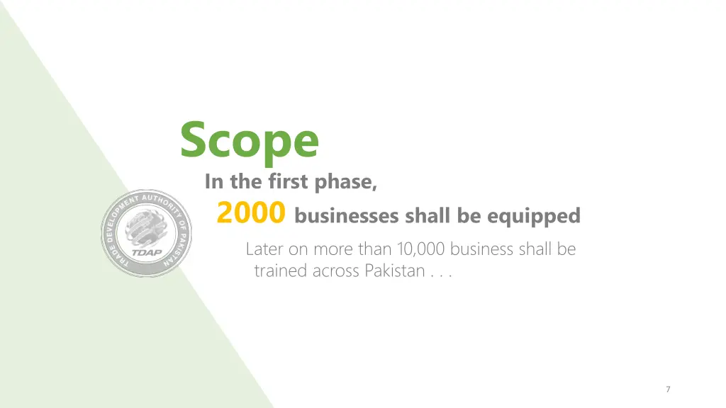 scope in the first phase 2000 businesses shall