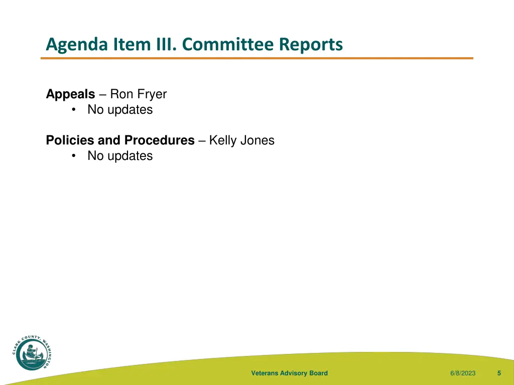 agenda item iii committee reports