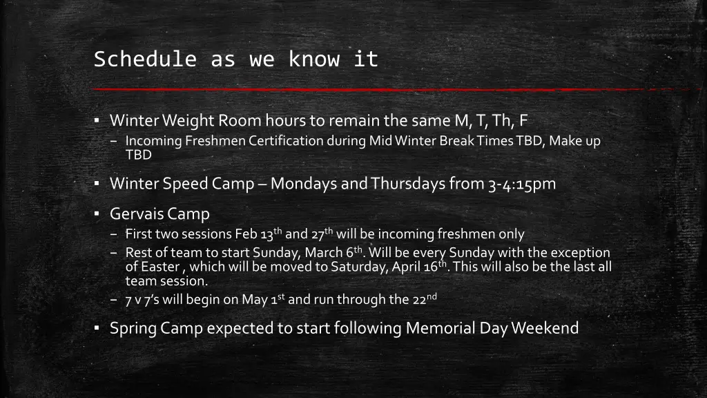 schedule as we know it
