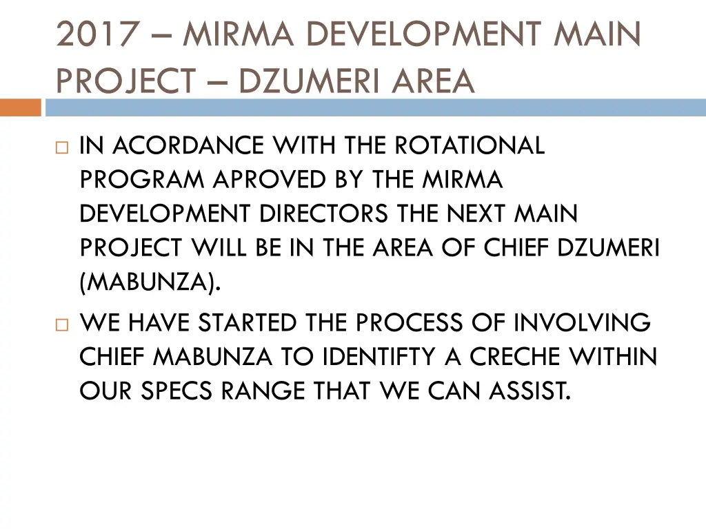 2017 mirma development main project dzumeri area