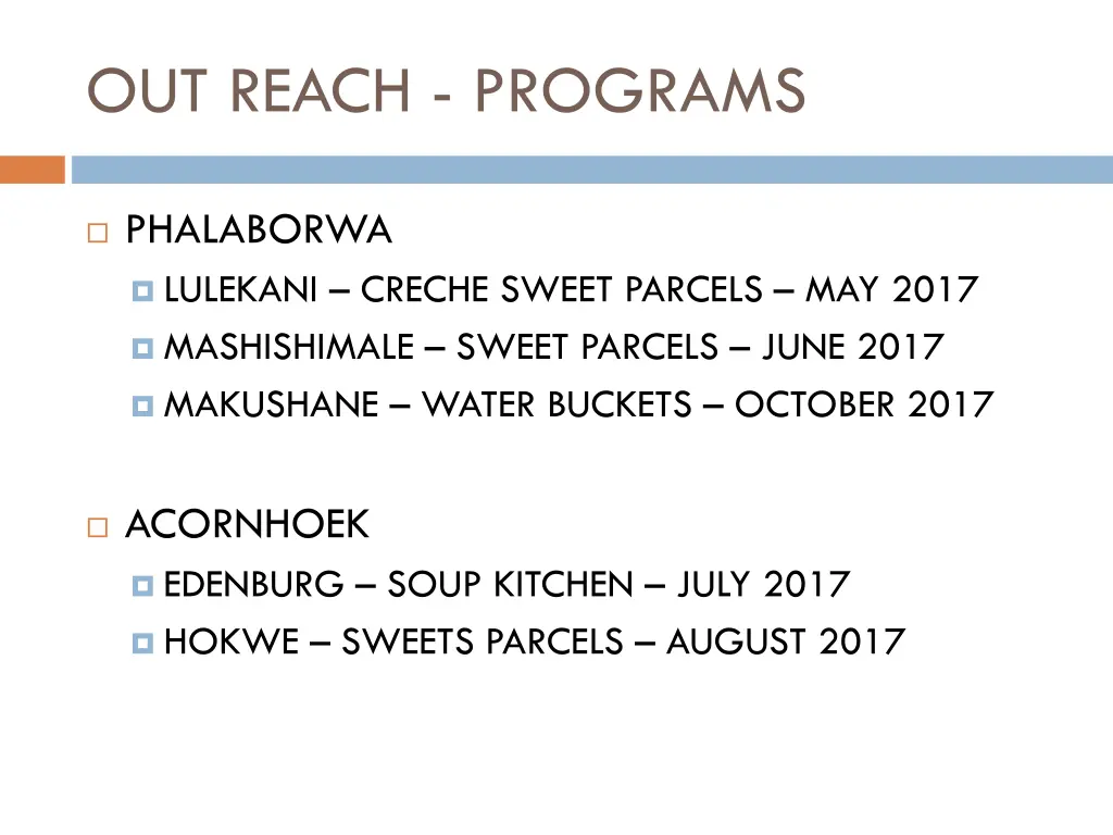 out reach programs