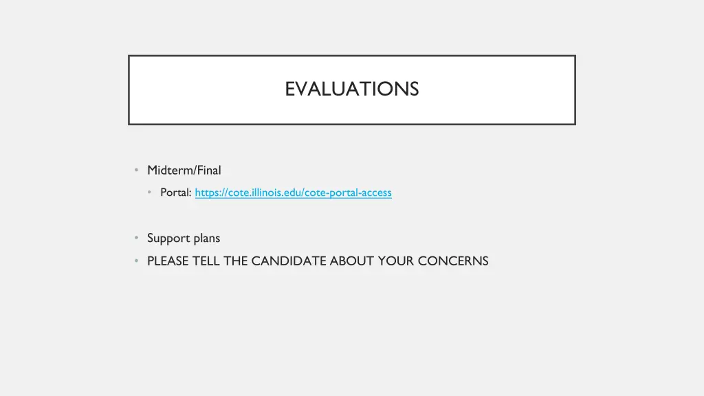 evaluations