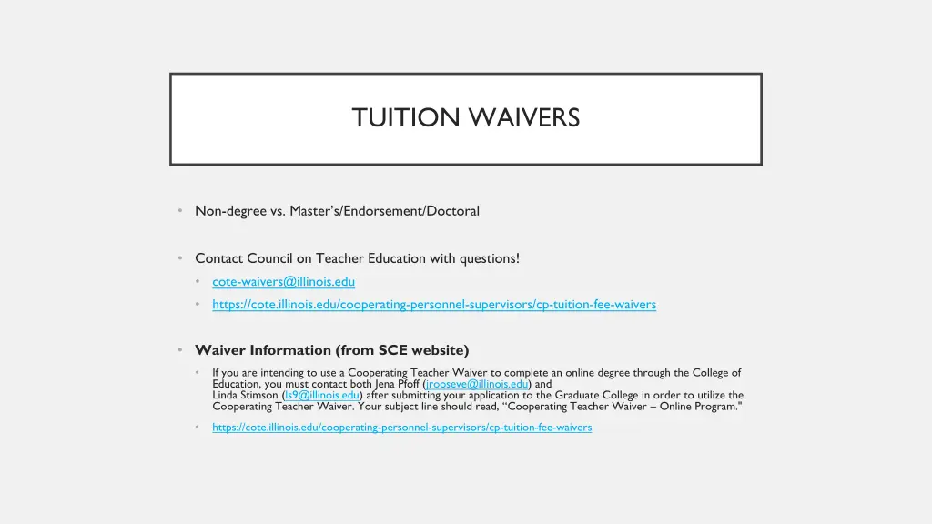 tuition waivers