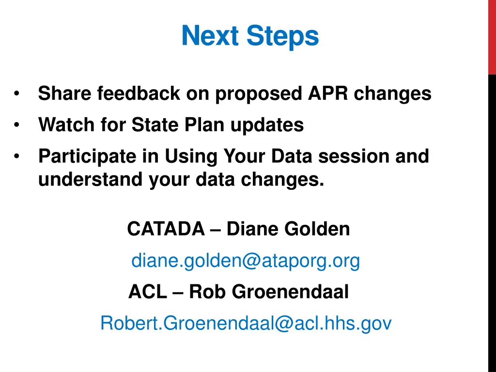 next steps