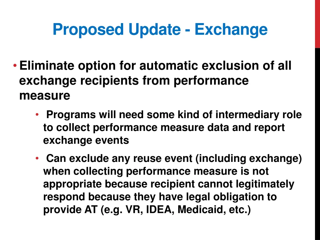 proposed update exchange