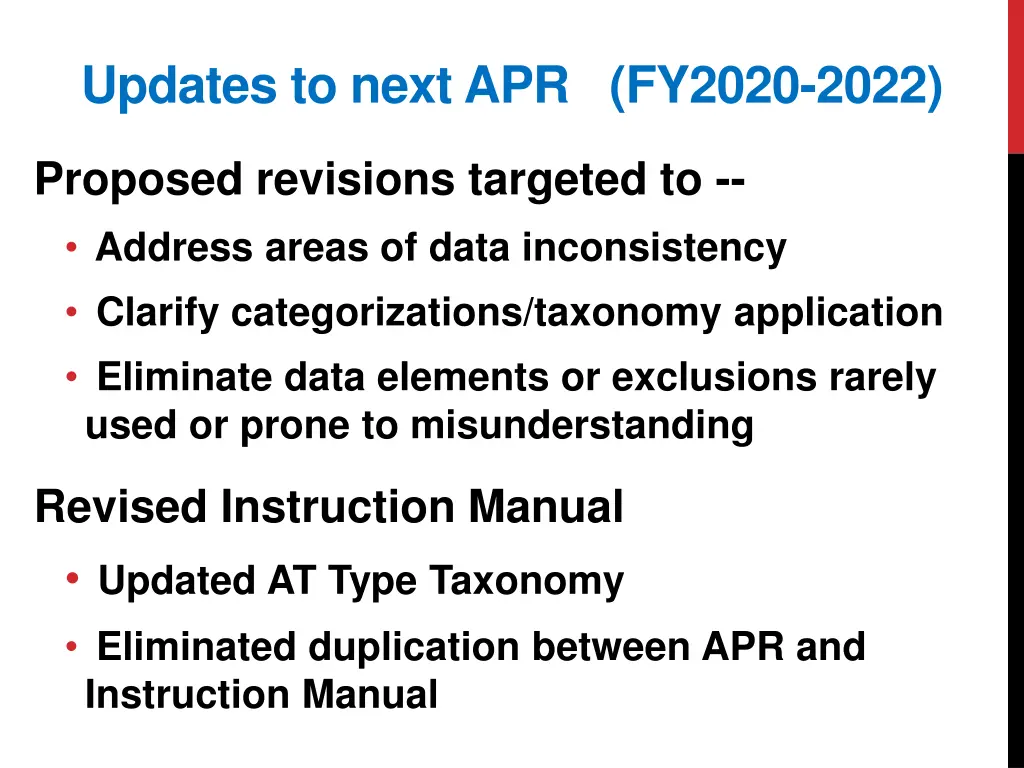updates to next apr fy2020 2022