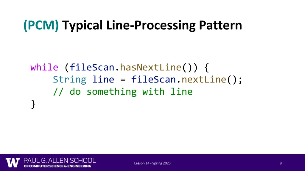 pcm typical line processing pattern
