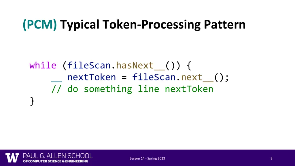 pcm typical token processing pattern