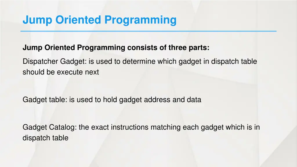 jump oriented programming 1