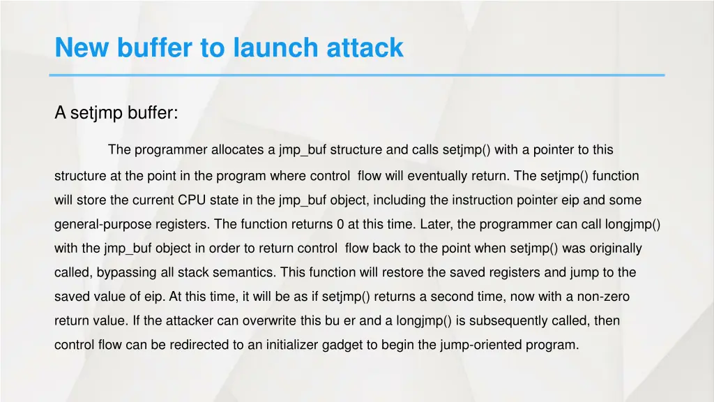 new buffer to launch attack