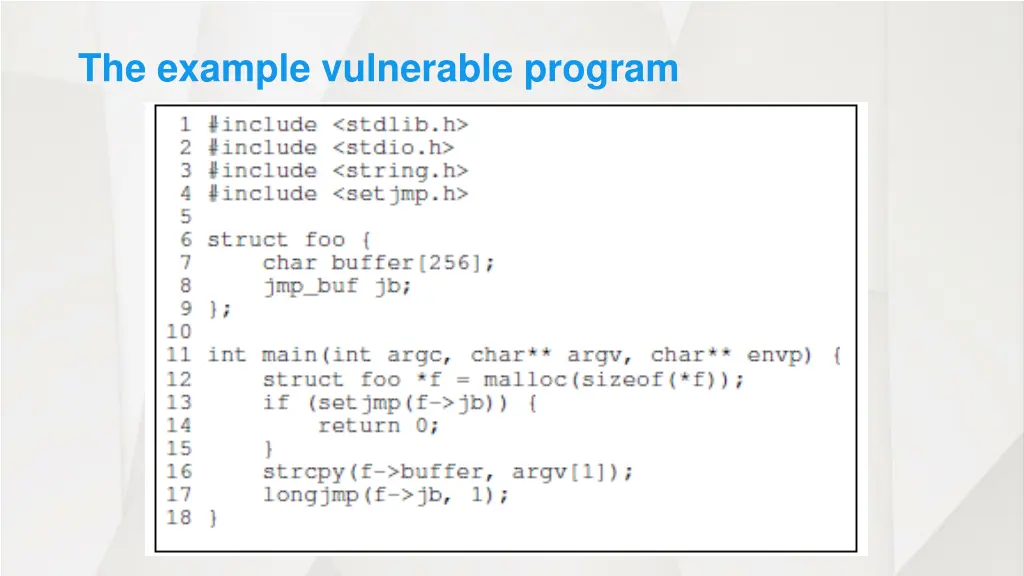the example vulnerable program