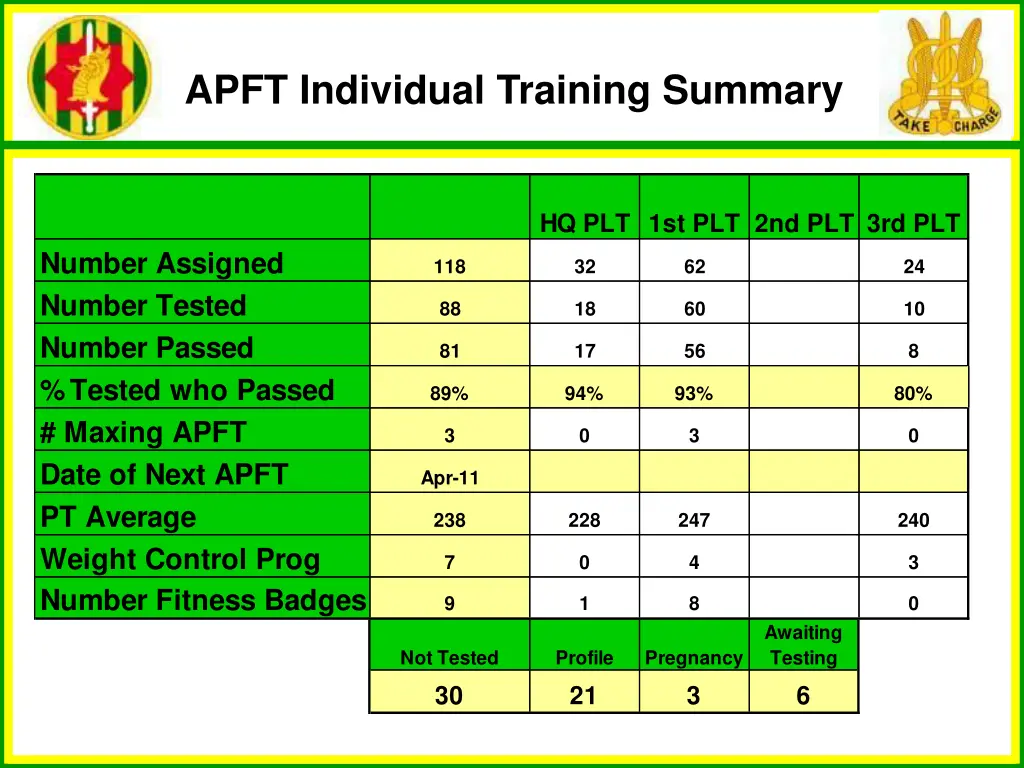 apft individual training summary
