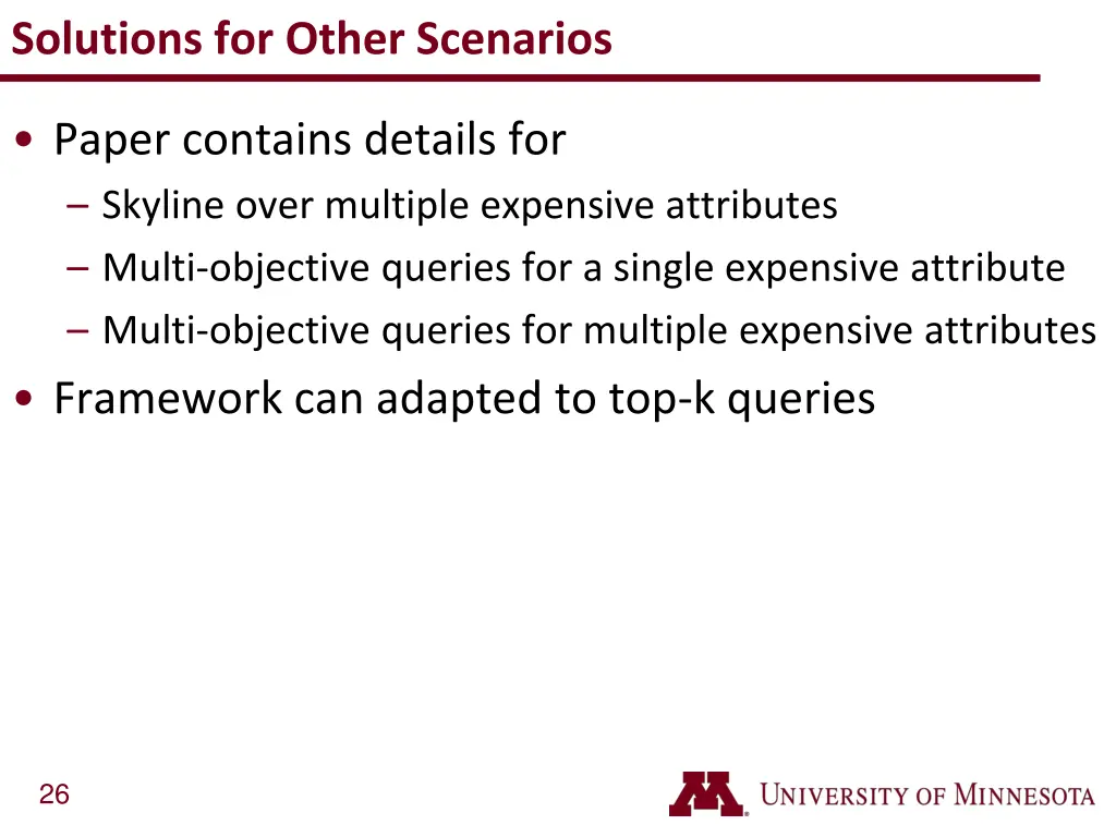 solutions for other scenarios