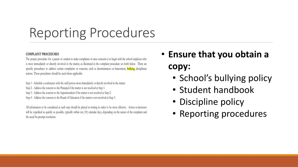 reporting procedures