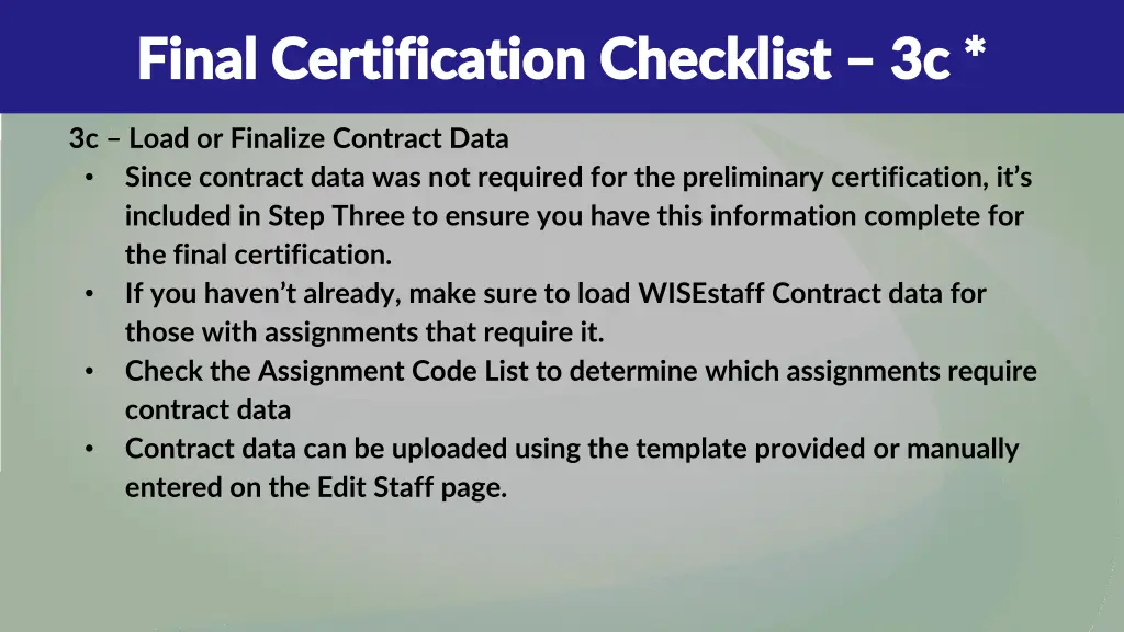 final certification checklist final certification 10