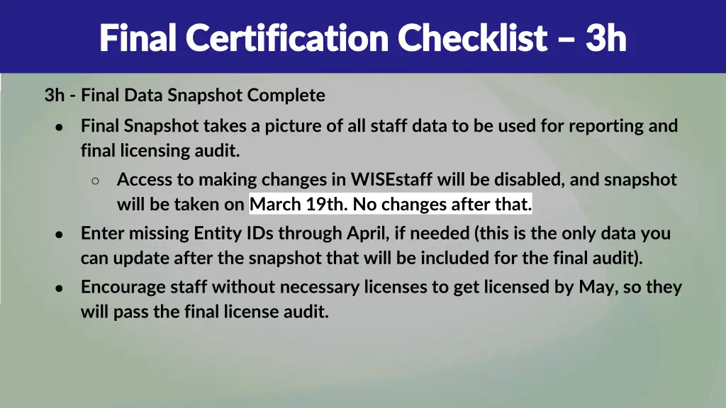 final certification checklist final certification 17