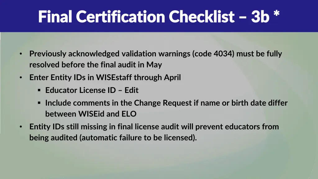 final certification checklist final certification 9