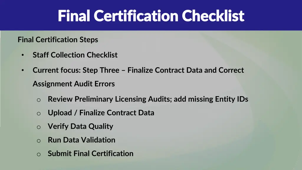 final certification checklist final certification