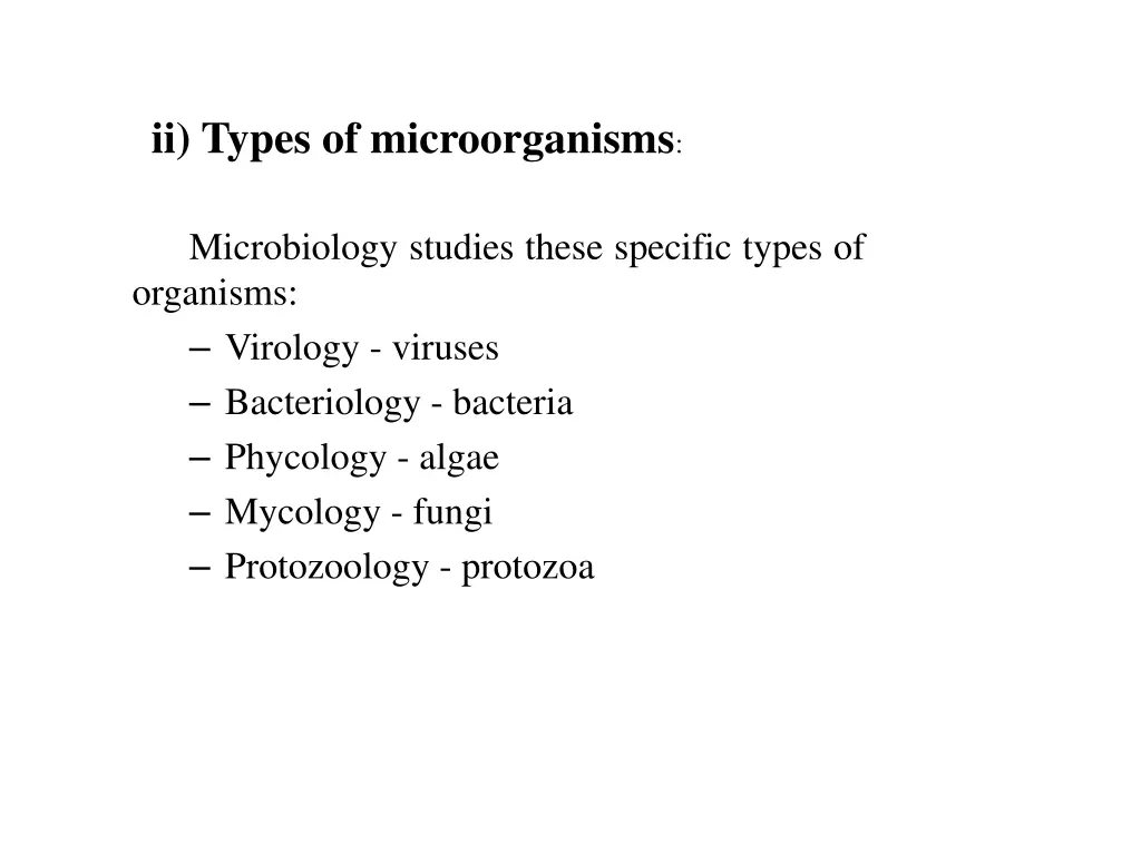 ii types of microorganisms