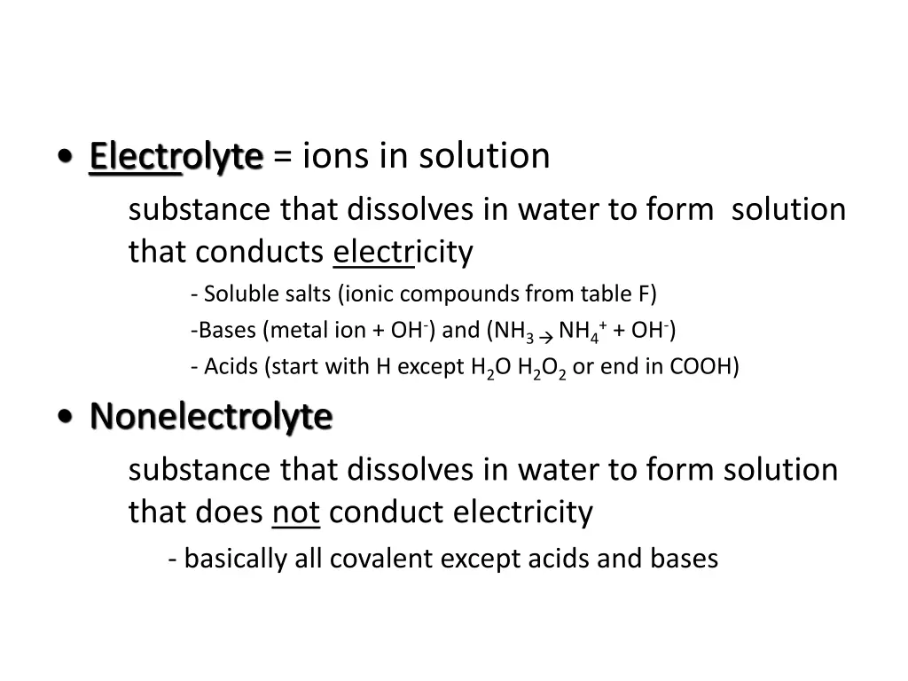 electrolyte ions in solution substance that